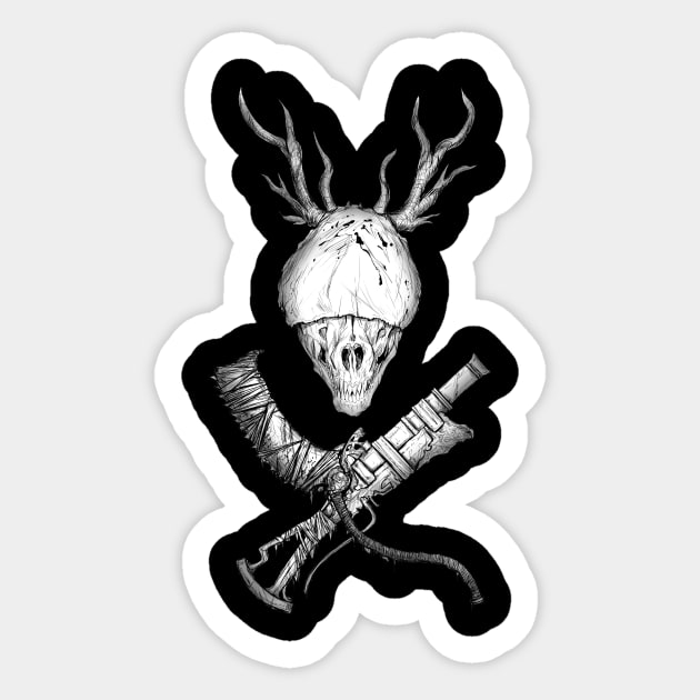 Bloodborne Cross-Weapons(white) Sticker by Harrison2142